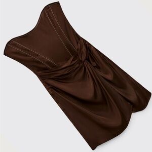 Zara One Shoulder Brown Dress